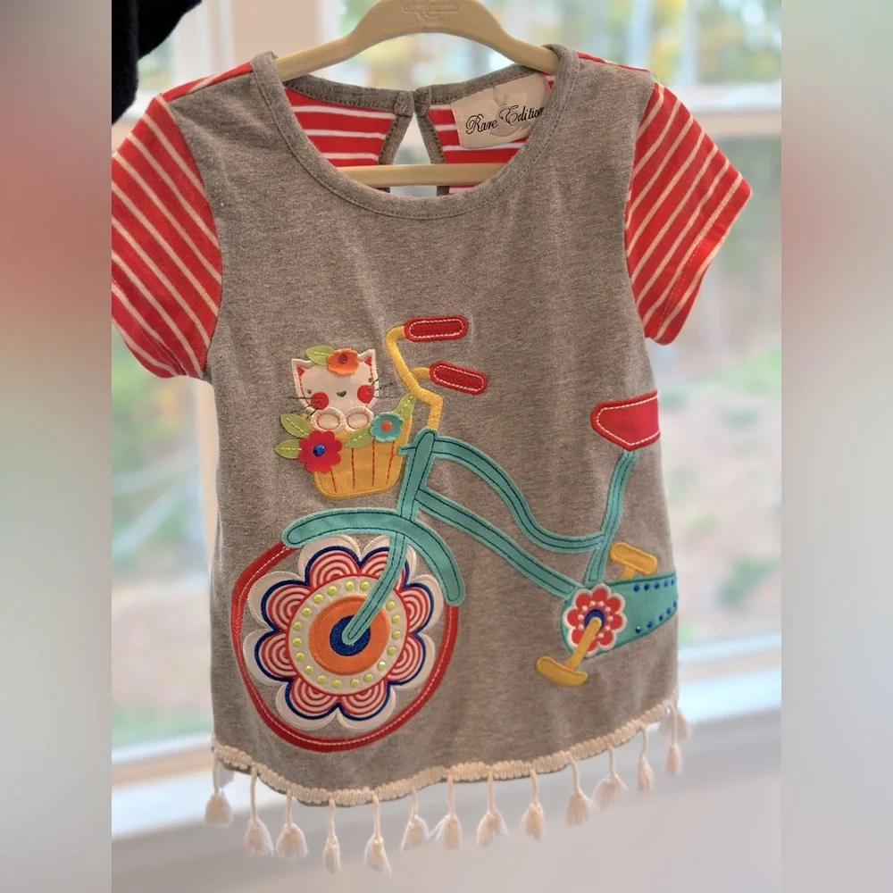 WORN ONCE: Rare Editions Fringed Appliqué w/Teardrop Back Closure & Leggings - Picture 2 of 4